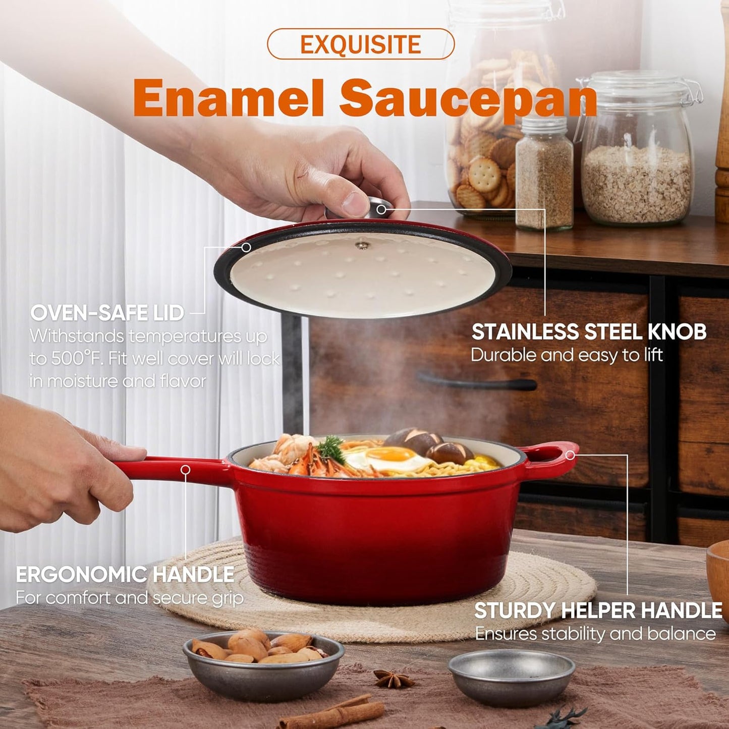 Cacerola Hierro Fundido Esmaltada 3qt para Cocina