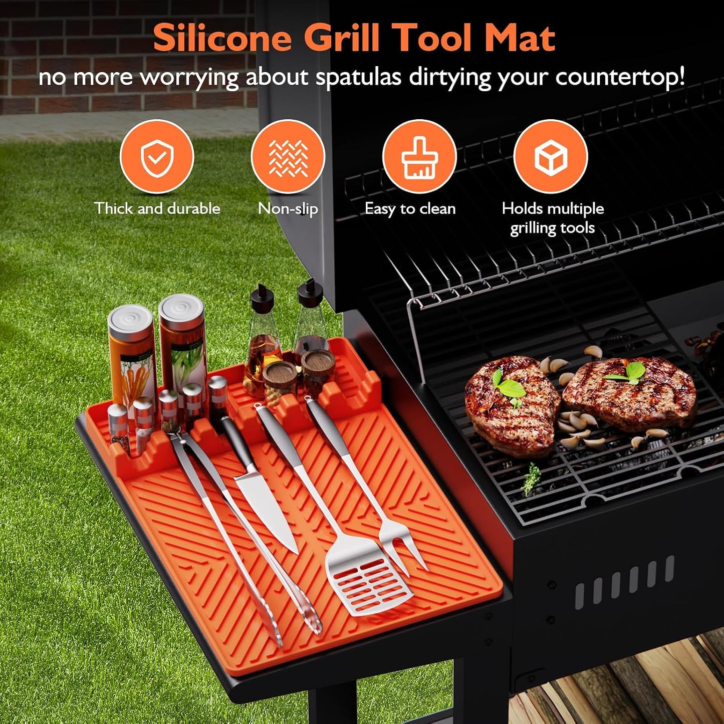 Alfombrilla silicona para parrilla Blackstone 16x11.5pulg naranja
