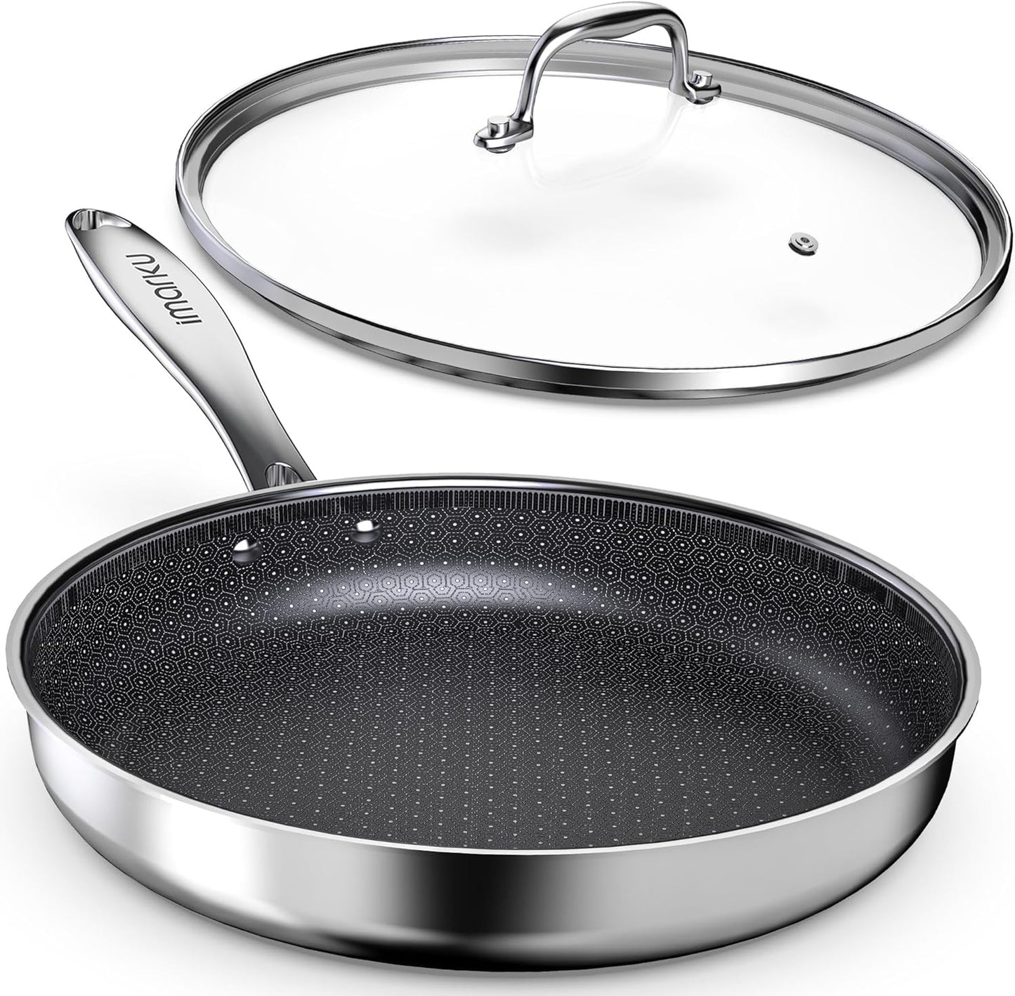 Sartén antiadherente imarku de 12" con tapa 3 piezas para tortilla