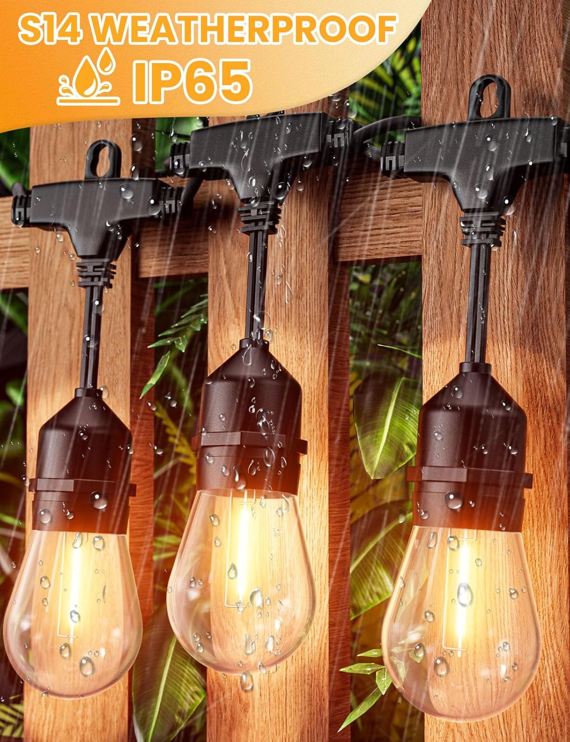Cadena luces LED exteriores 36ft 13 bombillas E26 IP65