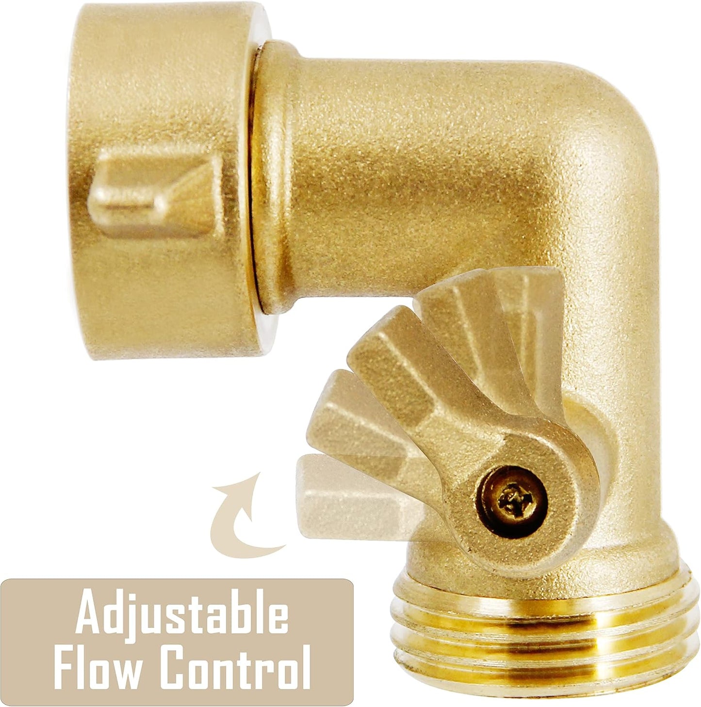 Conector codo manguera jardín latón 90° válvula cierre pack 4