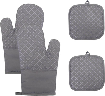 Juego de 4 manoplas de horno con bandejas y estantes de silicona resistentes al calor