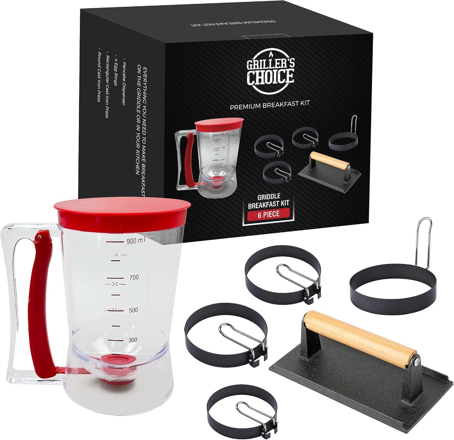 Kit desayuno parrilla dispensador masa panqueques prensa