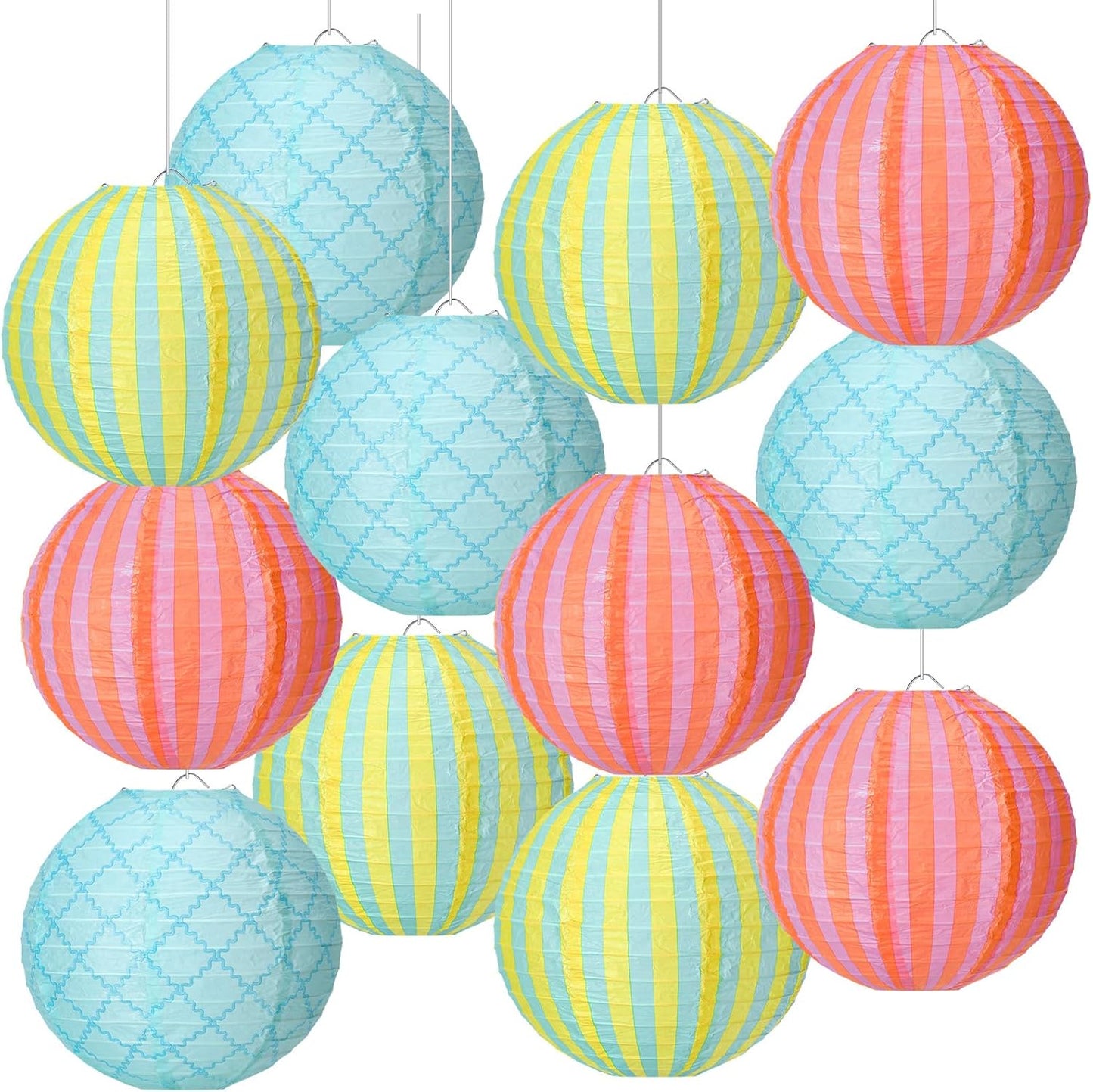 12 Linternas Colgantes Faroles Redondos 8pulg Decoración