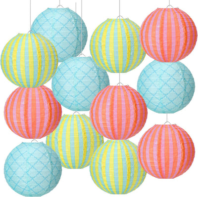12 Linternas Colgantes Faroles Redondos 8pulg Decoración