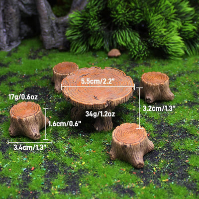Kit 5 pzas muebles resina jardín hadas mini decoración