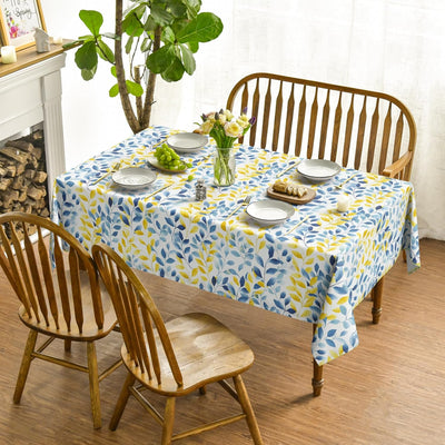 Mantel rectangular de verano Horaldaily 52x70 pulgadas con helechos azules y amarillos
