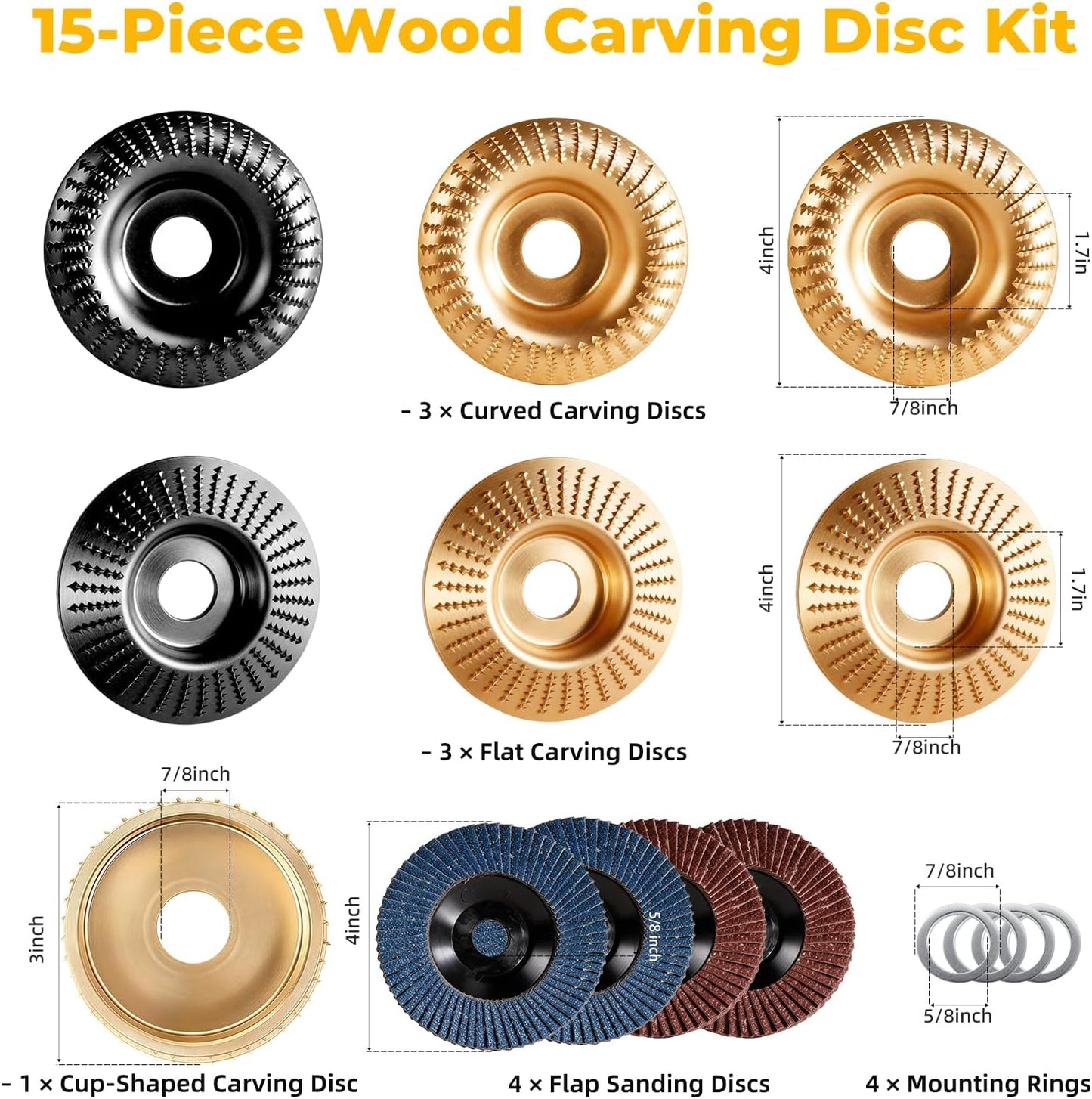 Set 15 Pzas Discos Tallado Madera Metal Resina