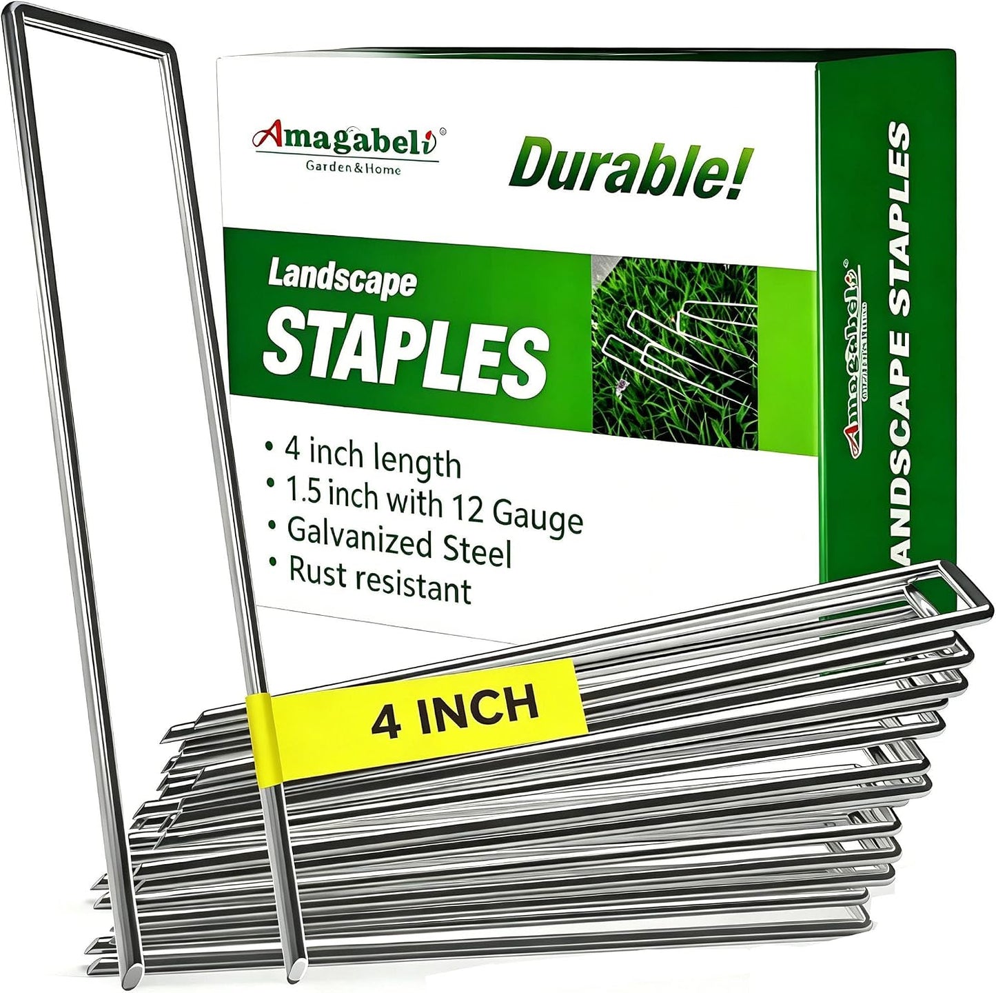 50 Grapas Galvanizadas 4pulg para Jardín Estacas U