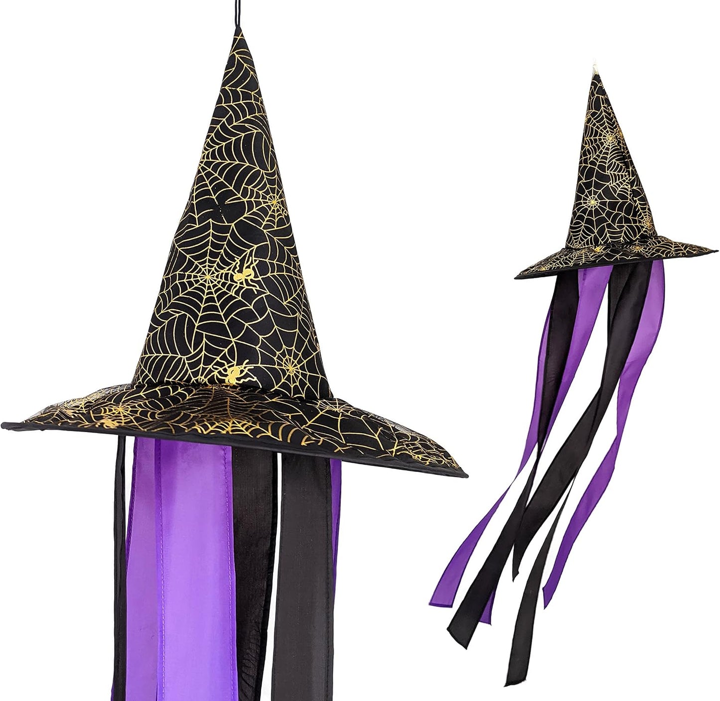Sombrero bruja tela araña Halloween decoración duradera 48pulg