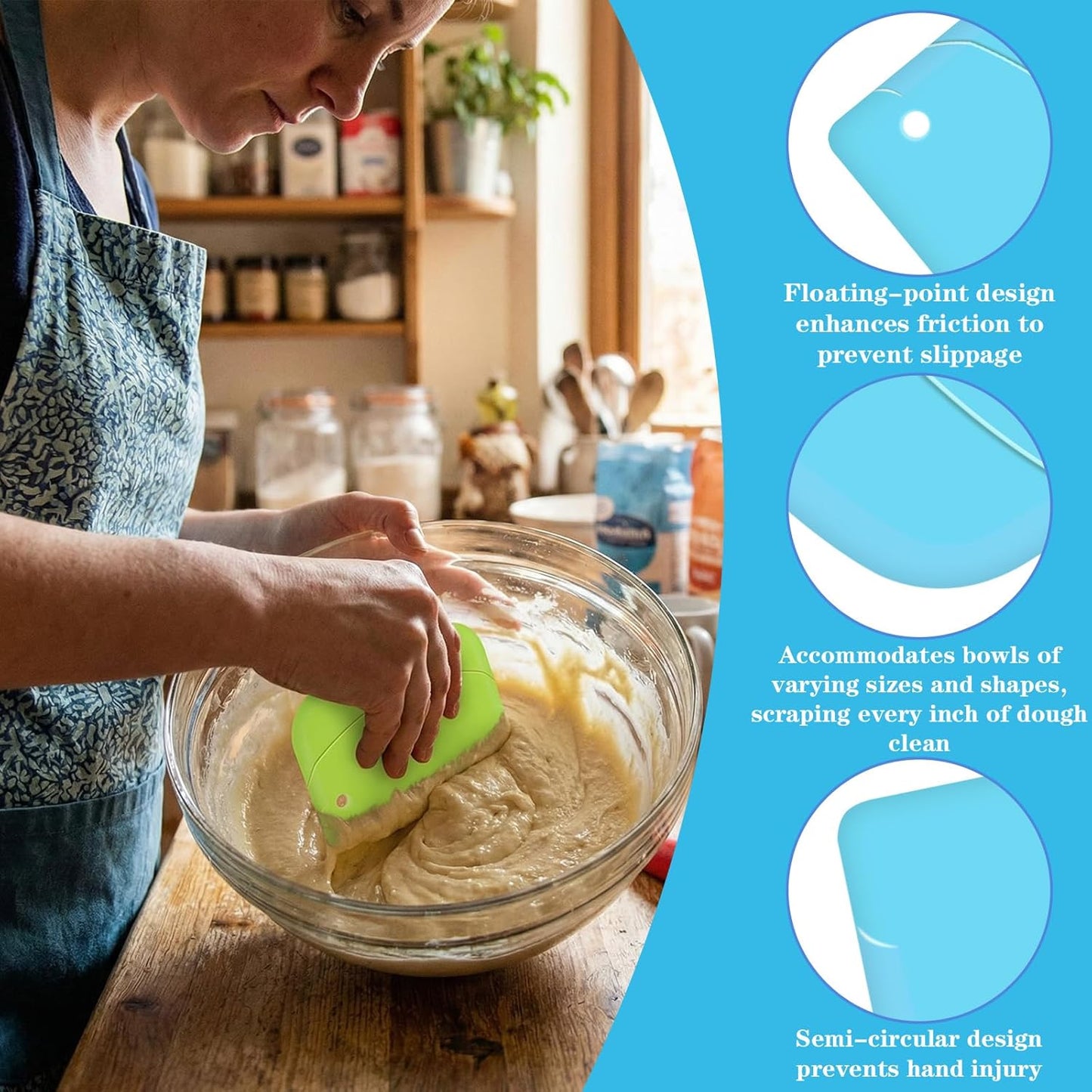 Raspador flexible de masa para tazones de pan 5 unidades