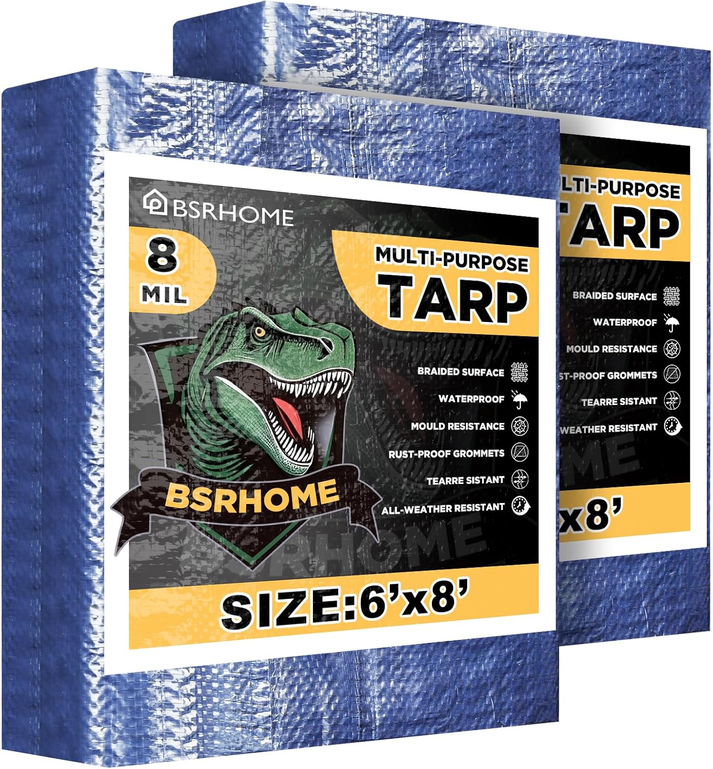 2 Lonas impermeables azules 6x8ft resistentes con ojales