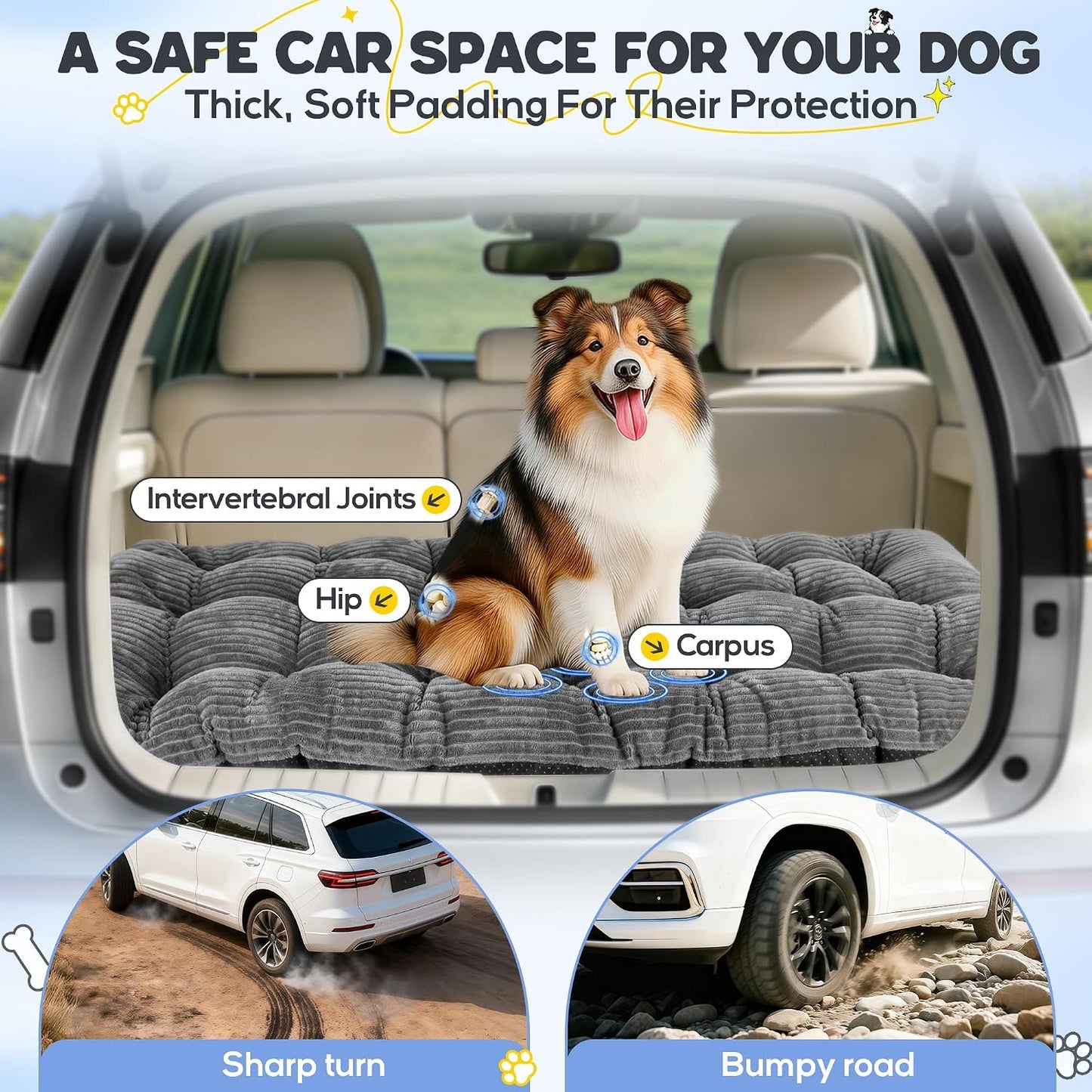 Tapete antideslizante para cama de perro SUV y sedán