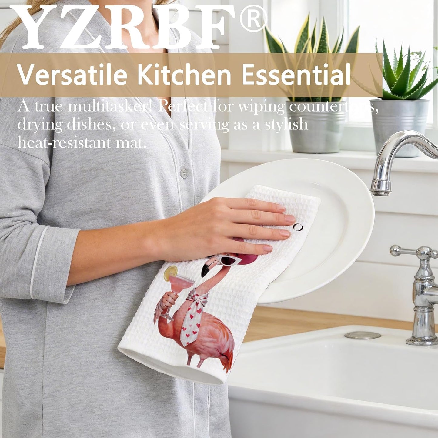 Toalla de cocina con flamenco rosa para regalo, decoración para barra, baño y cocina 16x24 pulgadas