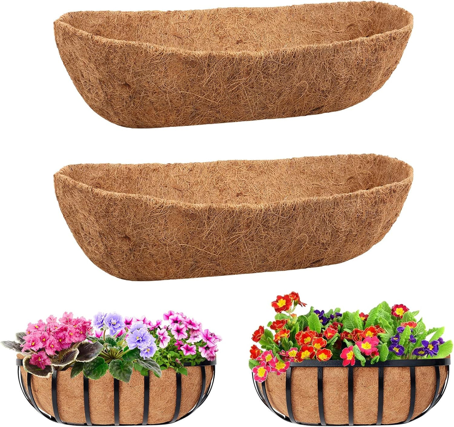 2 Revestimientos Coco 24pulg para Macetas Ventana