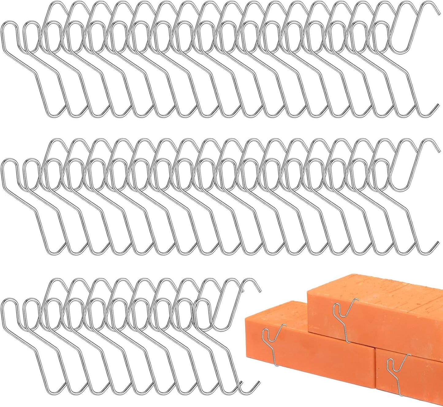 100 Clips Pared Acero Inox Sin Taladro para Coronas Luces
