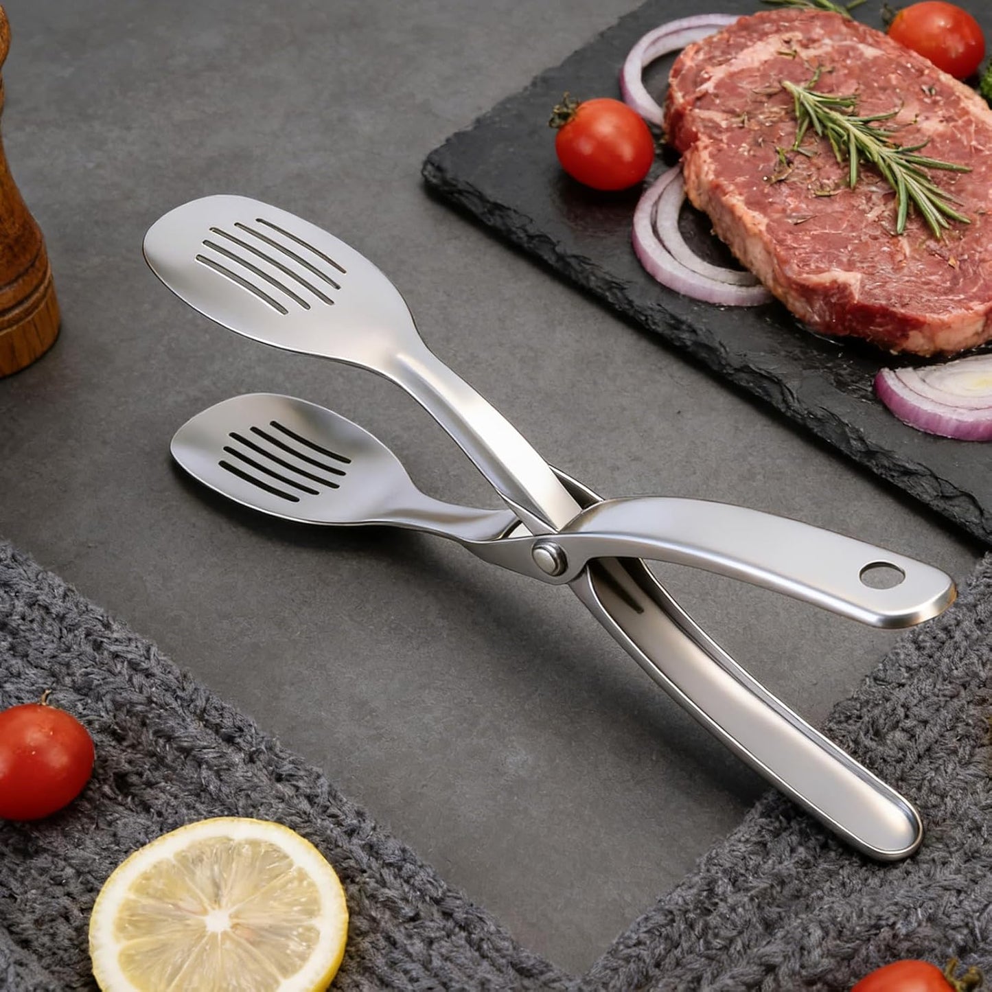 Pinzas de acero inoxidable resistentes al calor para cocina profesional