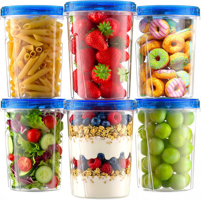 6 Pzas Contenedores Almacenamiento 1L con Tapas Reutilizables