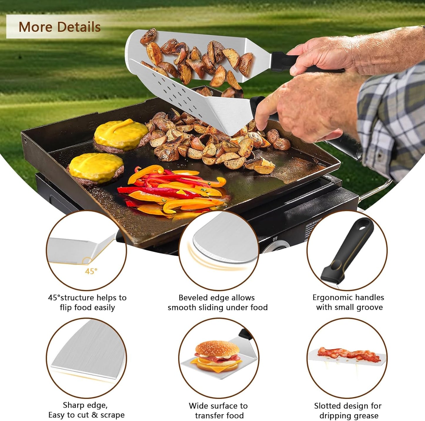 Kit 25 Accesorios Plancha Blackstone Espátula Inox