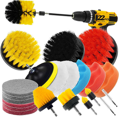 Set 22 accesorios taladro cepillo alambre limpiador baño piso coche