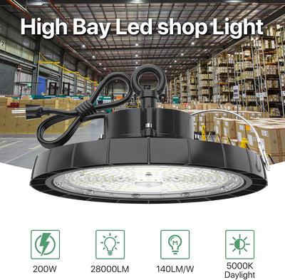 Luz OVNI 200W LED 5000K IP65 para almacén garaje