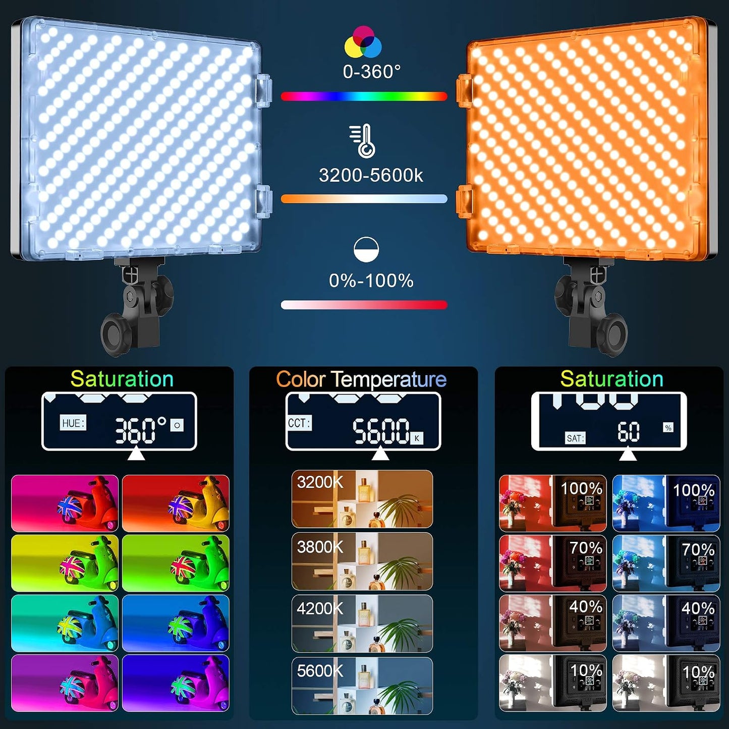 Kit luces LED RGB estudio 2 pack 672 cuentas app