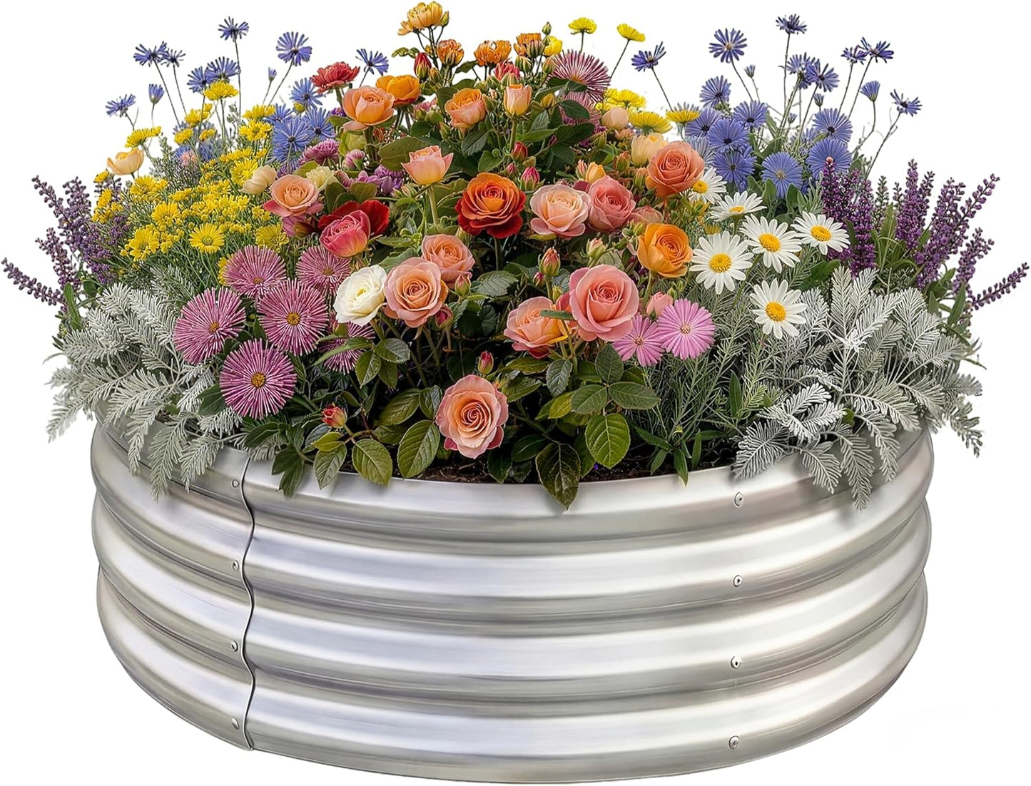 Kit cama jardín elevada galvanizada redonda para verduras
