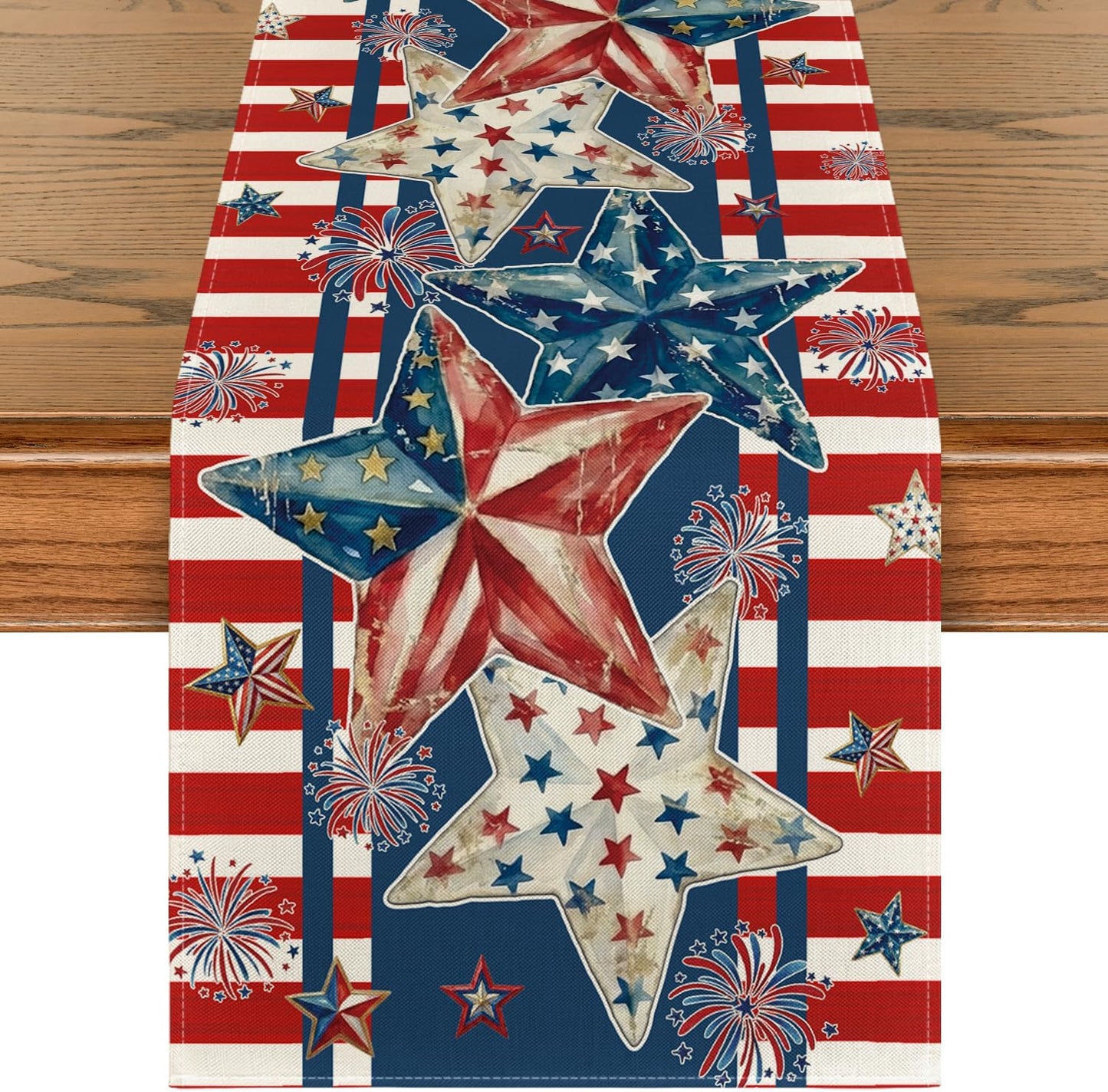 Camino mesa patriótico estrellas bandera 13x72pulg