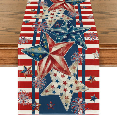 Camino mesa patriótico estrellas bandera 13x72pulg