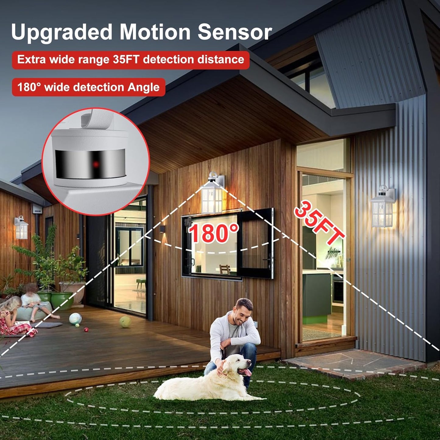 Luz porche sensor movimiento lámpara bronce exterior moderna