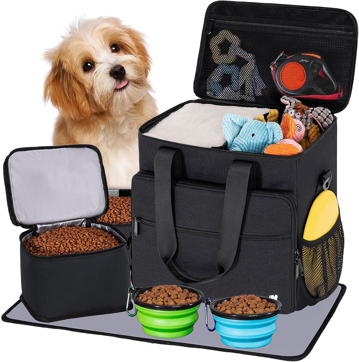 Bolsa viaje perro grande con bolsillos 2 cuencos plegables