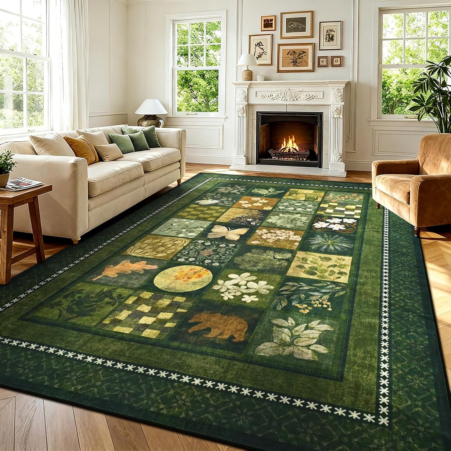 Alfombra geométrica 4x6ft antideslizante sala dormitorio