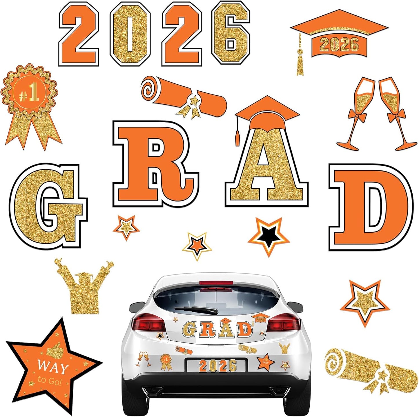 Juego de 20 imanes de graduación 2026 para auto, refrigerador y puerta