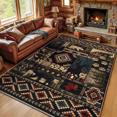 Alfombra oso vintage 5x7pulg antideslizante suave casa de campo