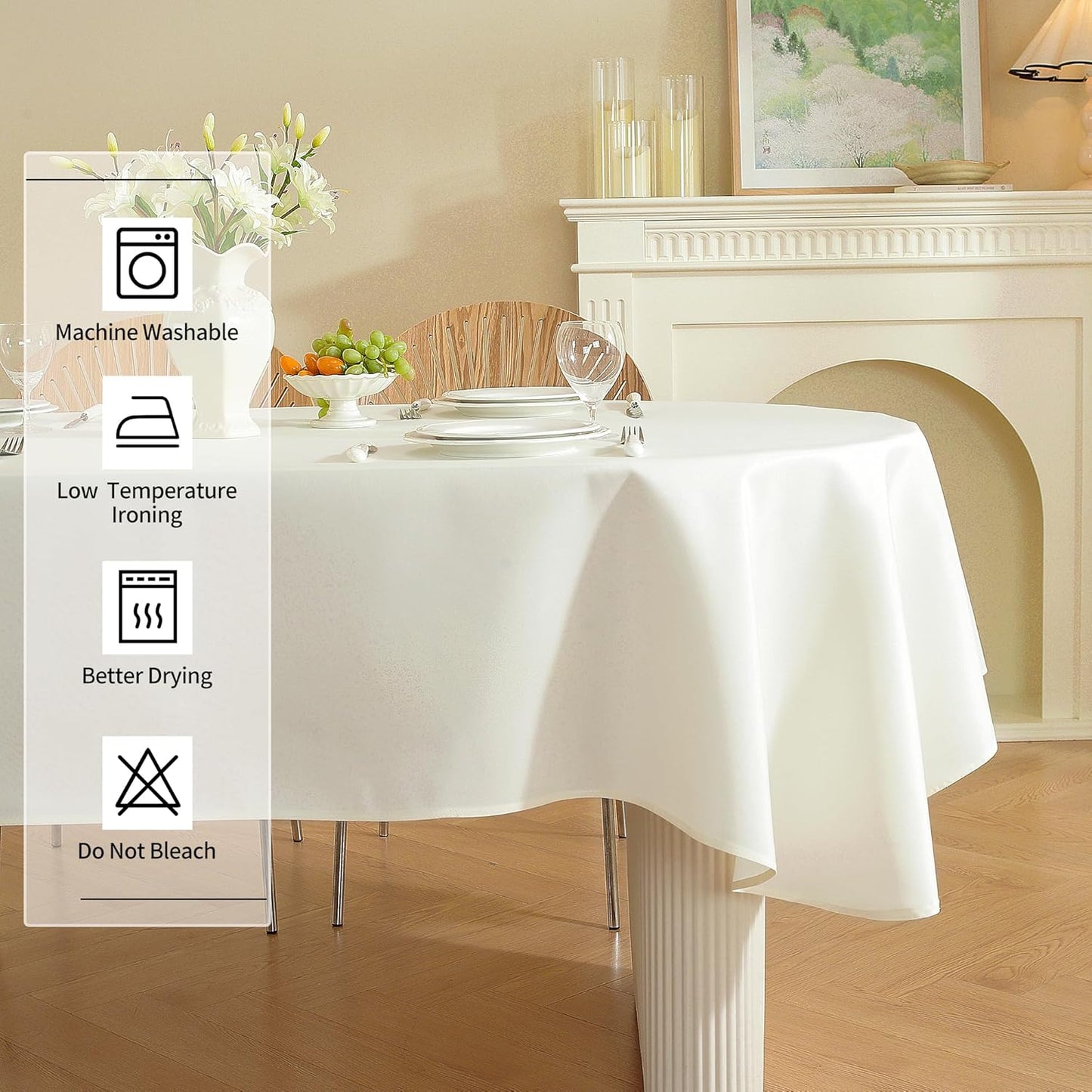 Mantel ovalado clásico beige tela duradera resistente arrugas