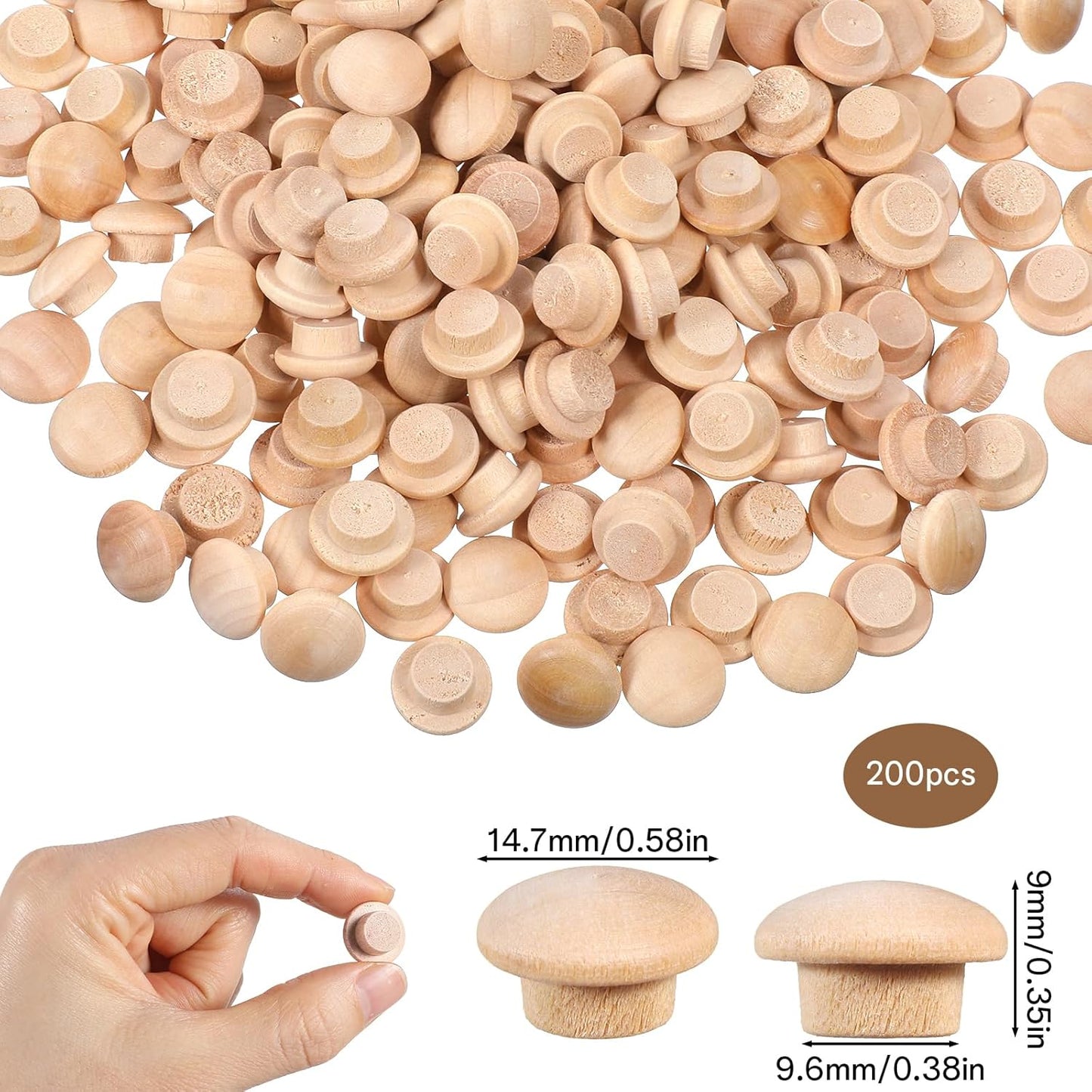 200 Tapones Madera 3/8pulg Cubiertas Agujeros Muebles