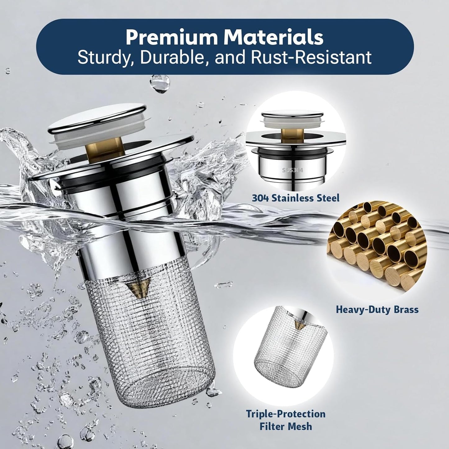Pack 2 Coladores Drenaje Baño Tapón Universal Acero Inox