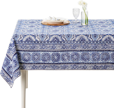 Mantel rectangular algodón 70x120pulg reutilizable azul melodie