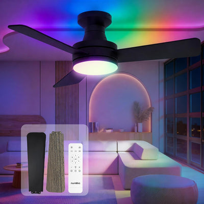 Ventilador techo 42pulg RGB luz CCT reversible motor CC