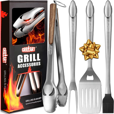 Juego herramientas parrilla 18pulg pinzas espátula tenedor