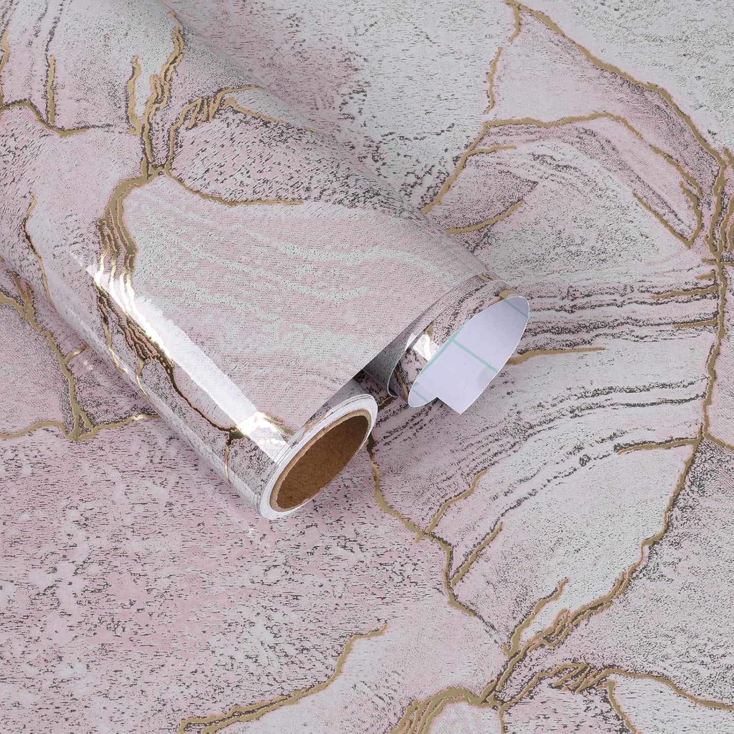 Papel adhesivo mármol rosa impermeable para encimeras y mesas