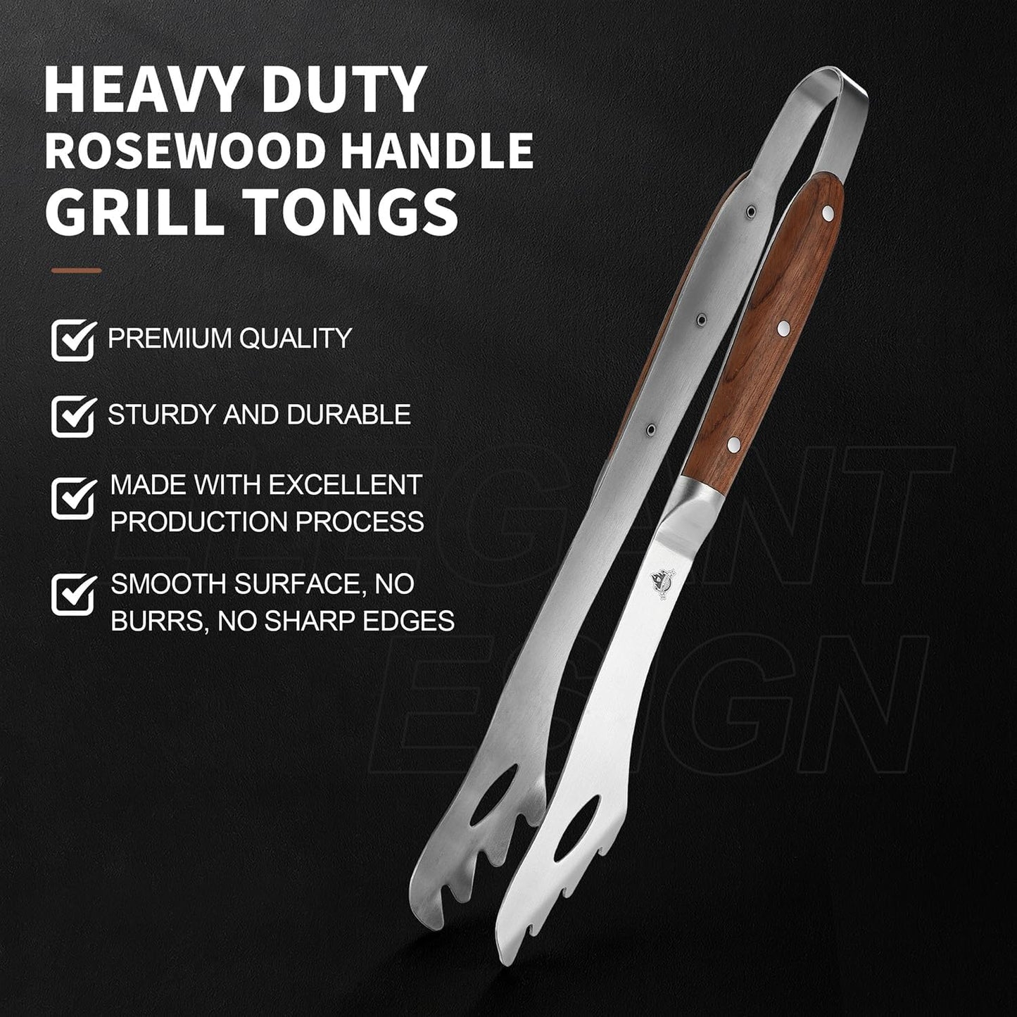 Pinzas parrilla mango palisandro 16.73pulg prémium