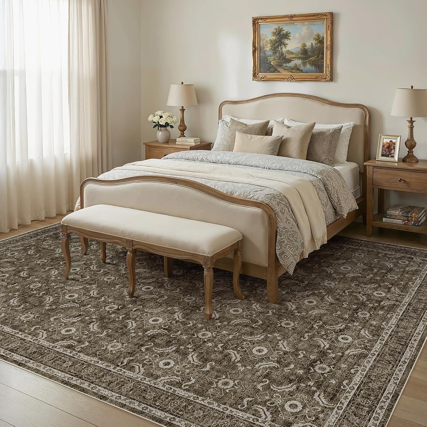 Alfombra 9x12 lavable antideslizante vintage para dormitorio
