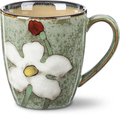 Juego de tazas de café de cerámica 12 oz con acristalamiento y diseño floral