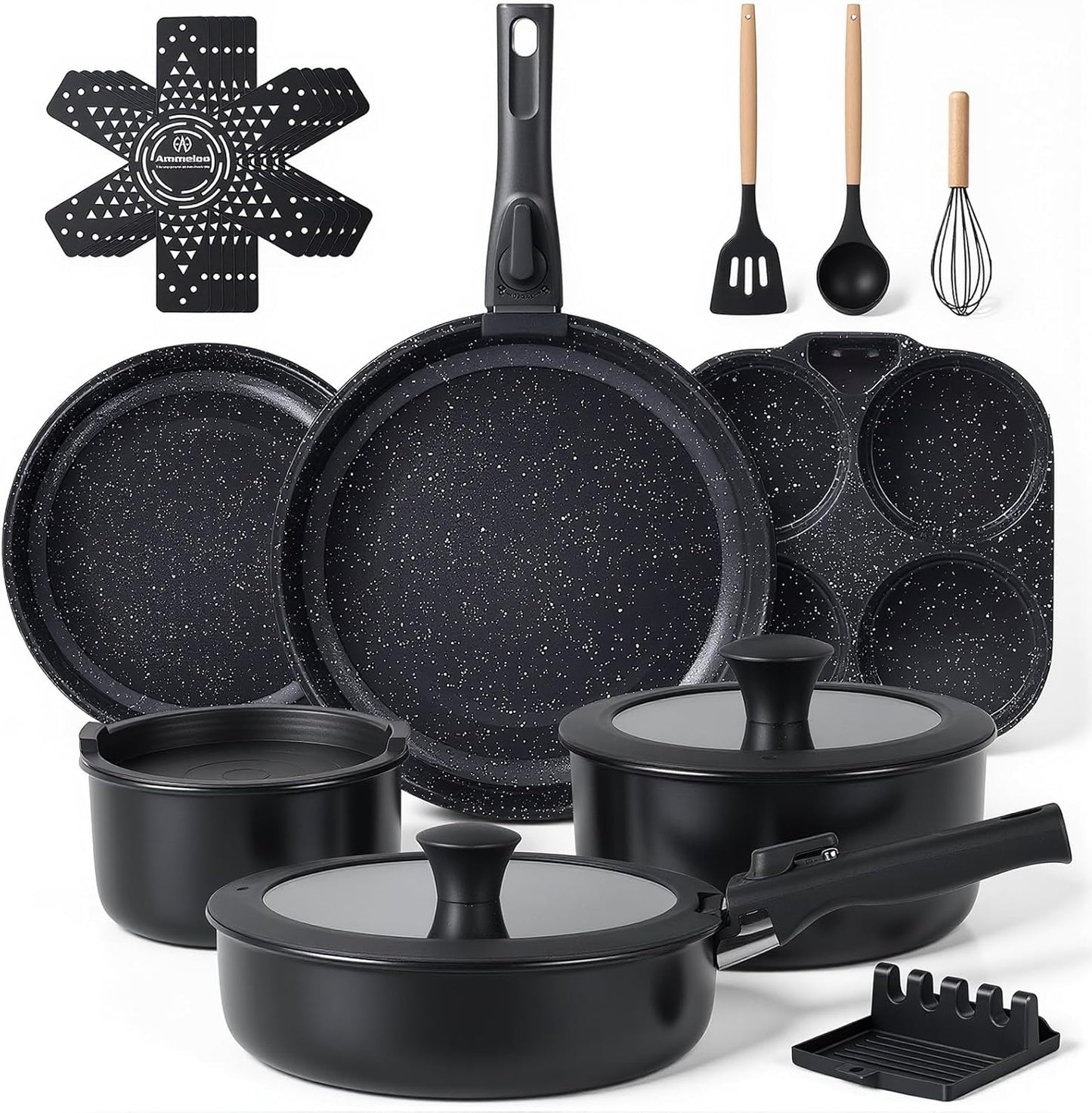 Set 21 Ollas Cerámica Antiadherente Sartén Huevos Molde Hornear