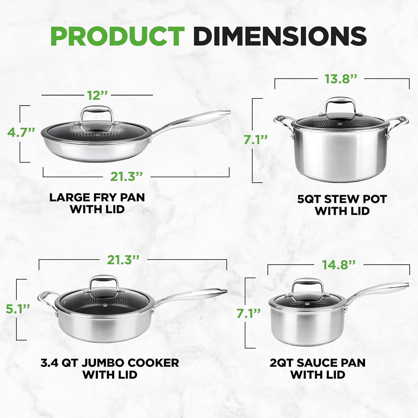 Set 8 Pzas Utensilios Acero Inox Antiadherente