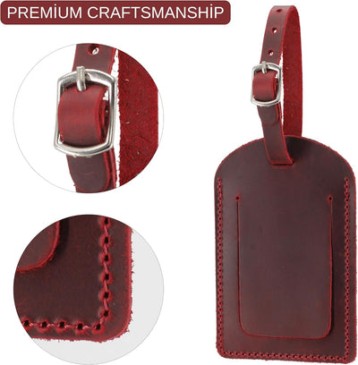 Etiqueta maleta cuero full grain privacidad 2 Pzas Rojo