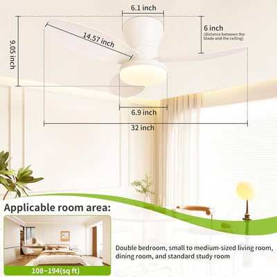 Ventilador techo 32pulg con luz LED 3 aspas control remoto