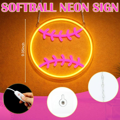 Letrero Neón Sóftbol Luz LED Regulable Decoración Pared
