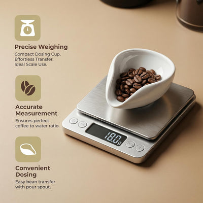 Taza dosificadora café cerámica contenedor té hojas sueltas blanco